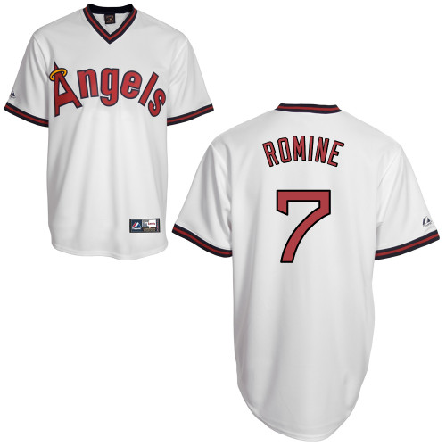 Andrew Romine #7 MLB Jersey-Los Angeles Angels of Anaheim Men's Authentic Cooperstown White Baseball Jersey